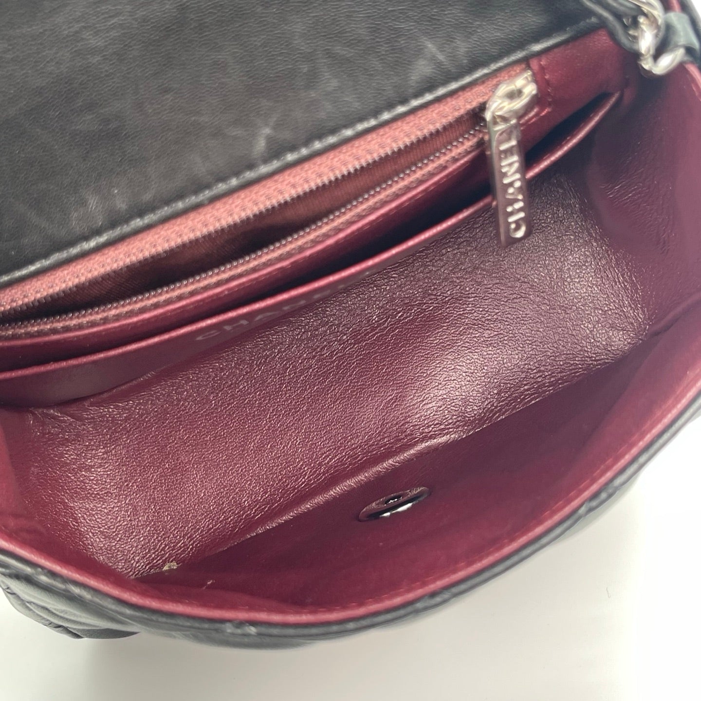 Chanel Lambskin Mini Classic Flap Bag Black / Silver Hardware [Used]