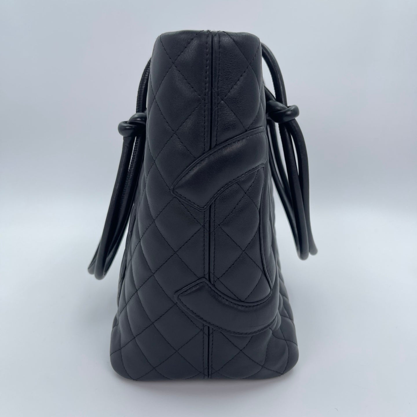 Chanel Calfskin Leather Cambon Tote Bag in Black with Silver Hardware [Used]