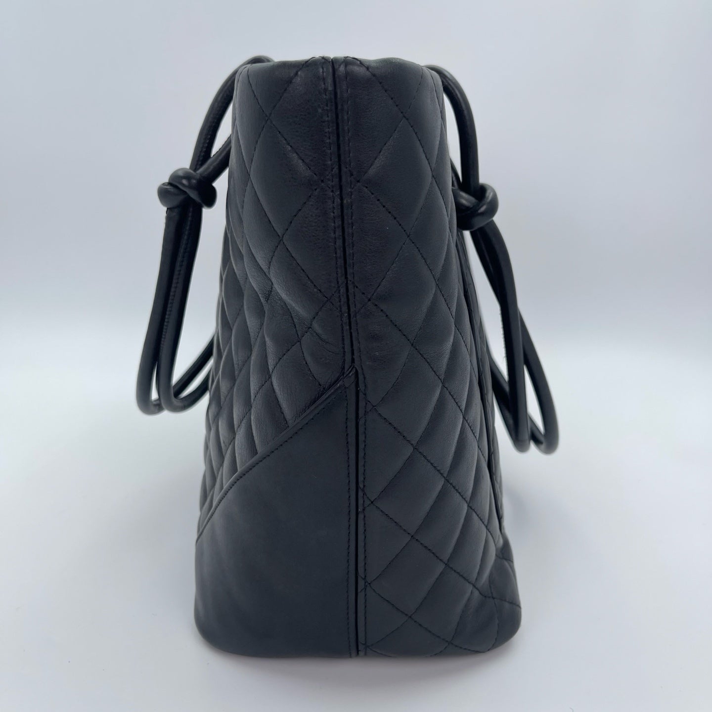 Chanel Calfskin Leather Cambon Tote Bag in Black with Silver Hardware [Used]