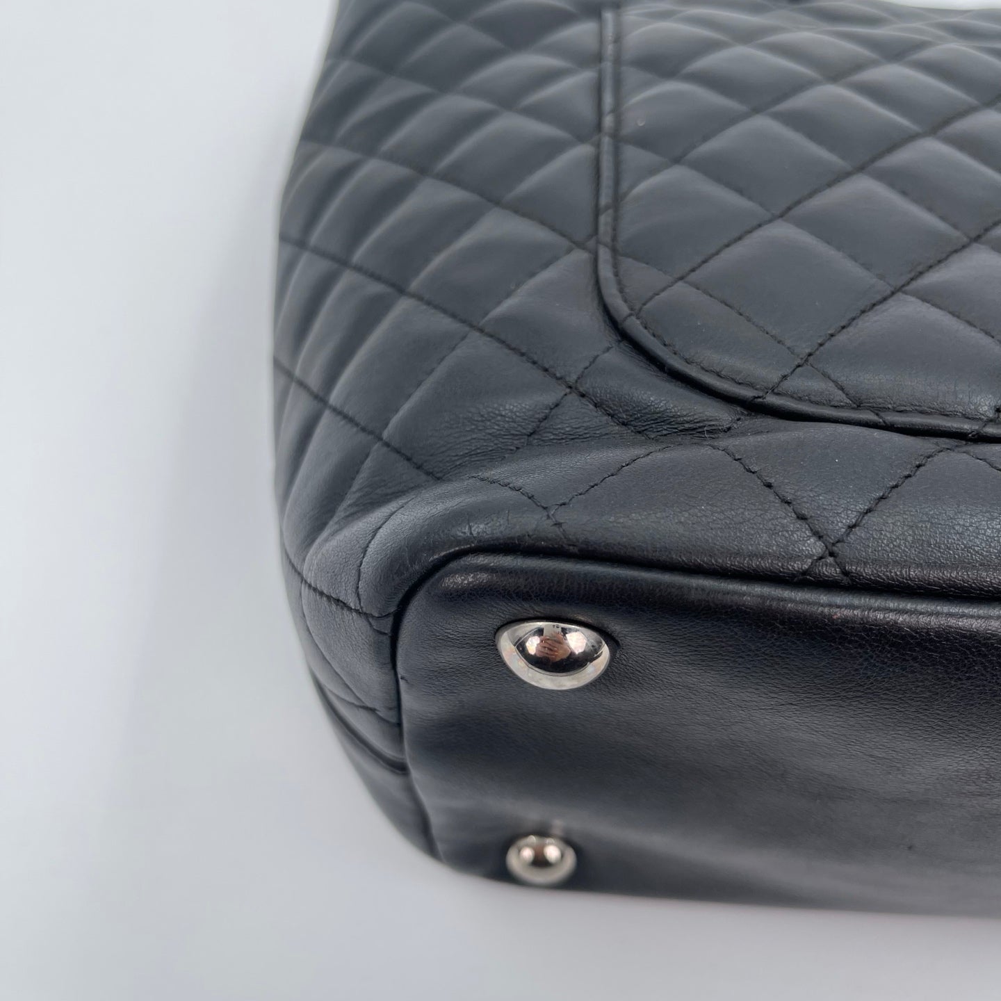 Chanel Calfskin Leather Cambon Tote Bag in Black with Silver Hardware [Used]