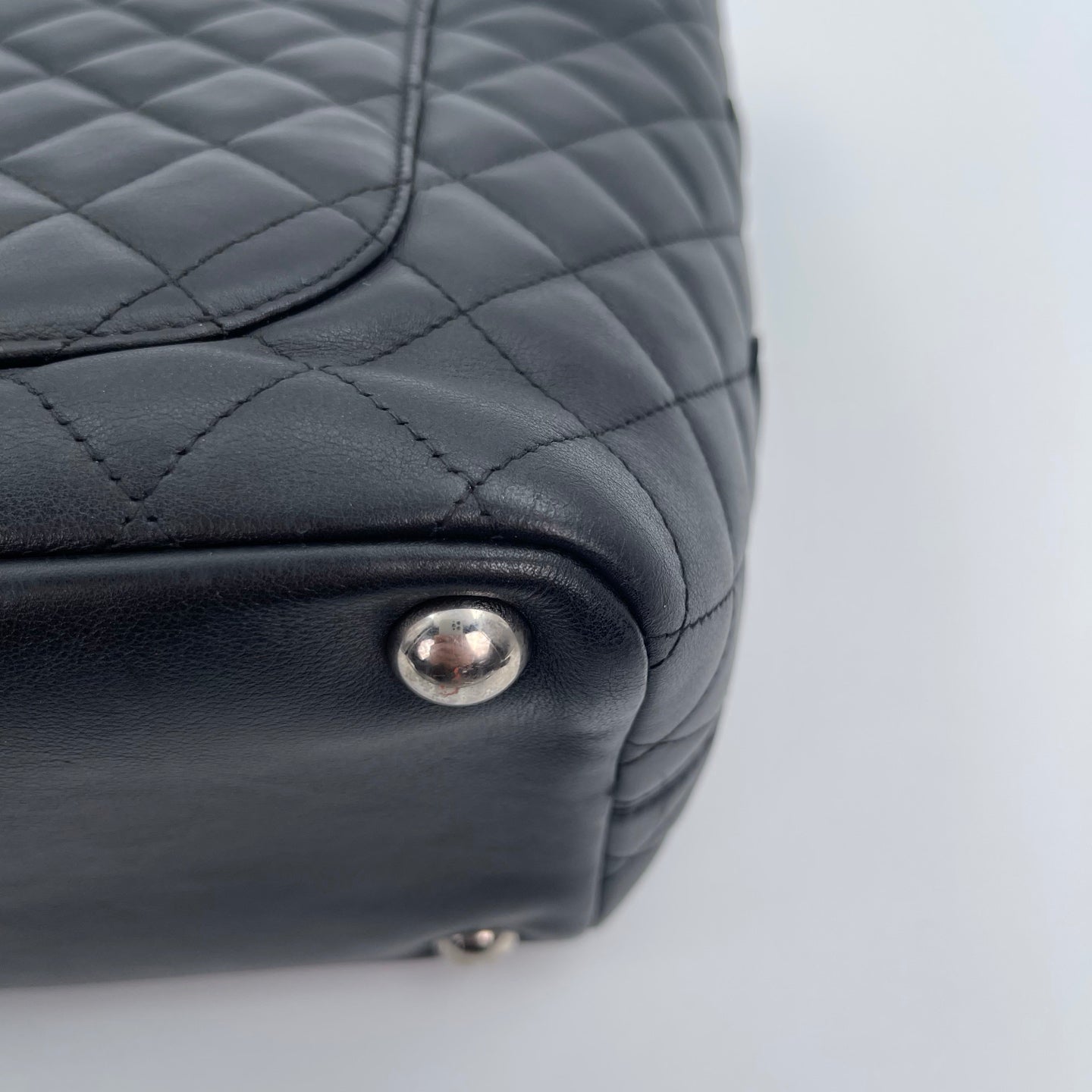 Chanel Calfskin Leather Cambon Tote Bag in Black with Silver Hardware [Used]