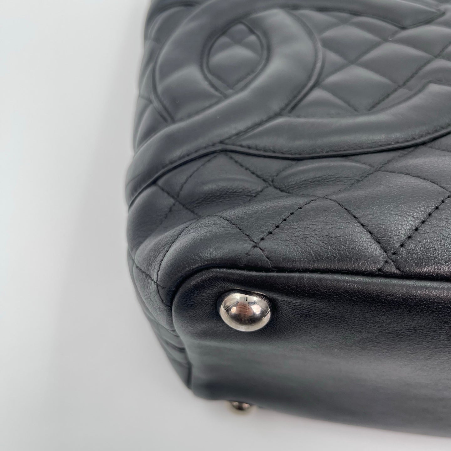 Chanel Calfskin Leather Cambon Tote Bag in Black with Silver Hardware [Used]