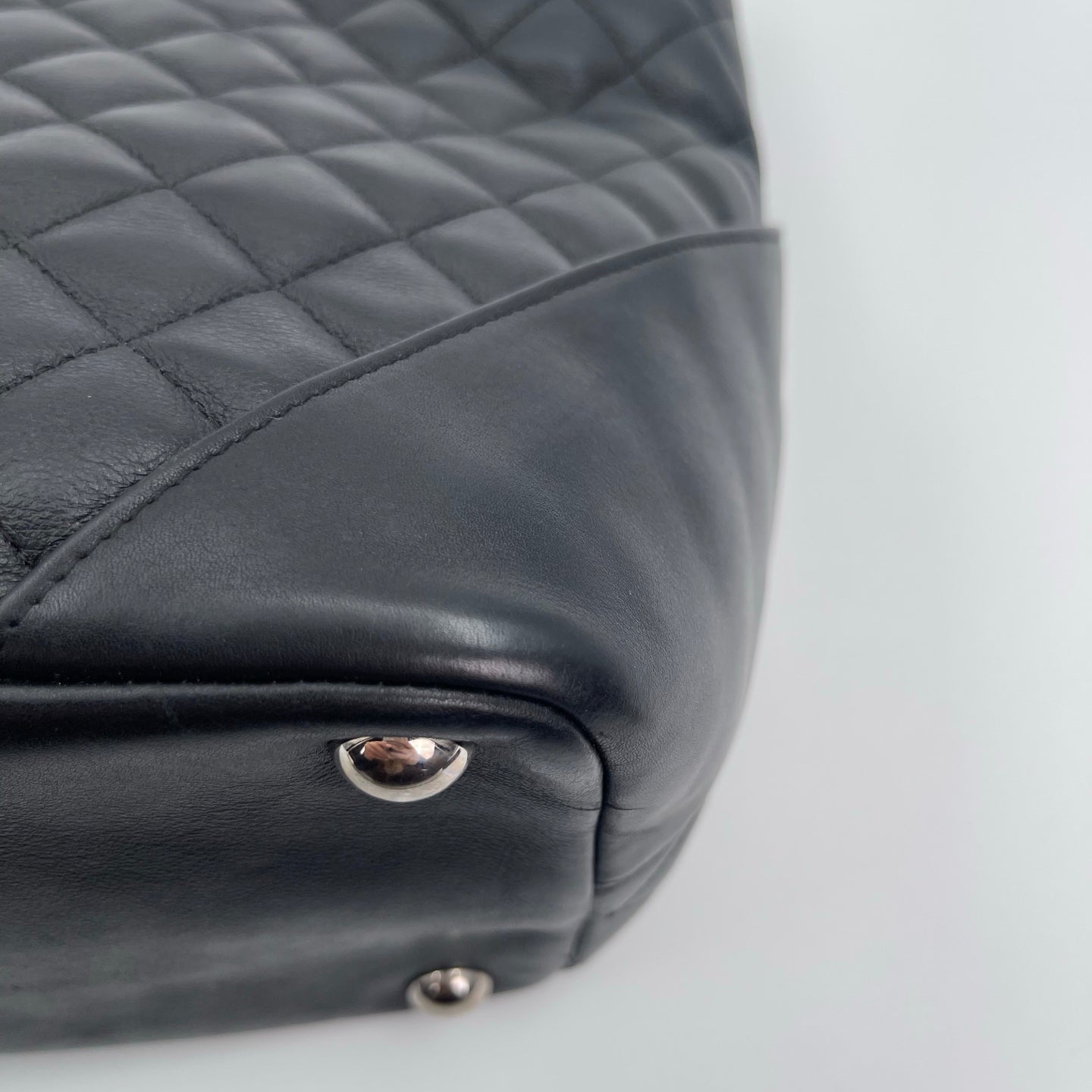 Chanel Calfskin Leather Cambon Tote Bag in Black with Silver Hardware [Used]