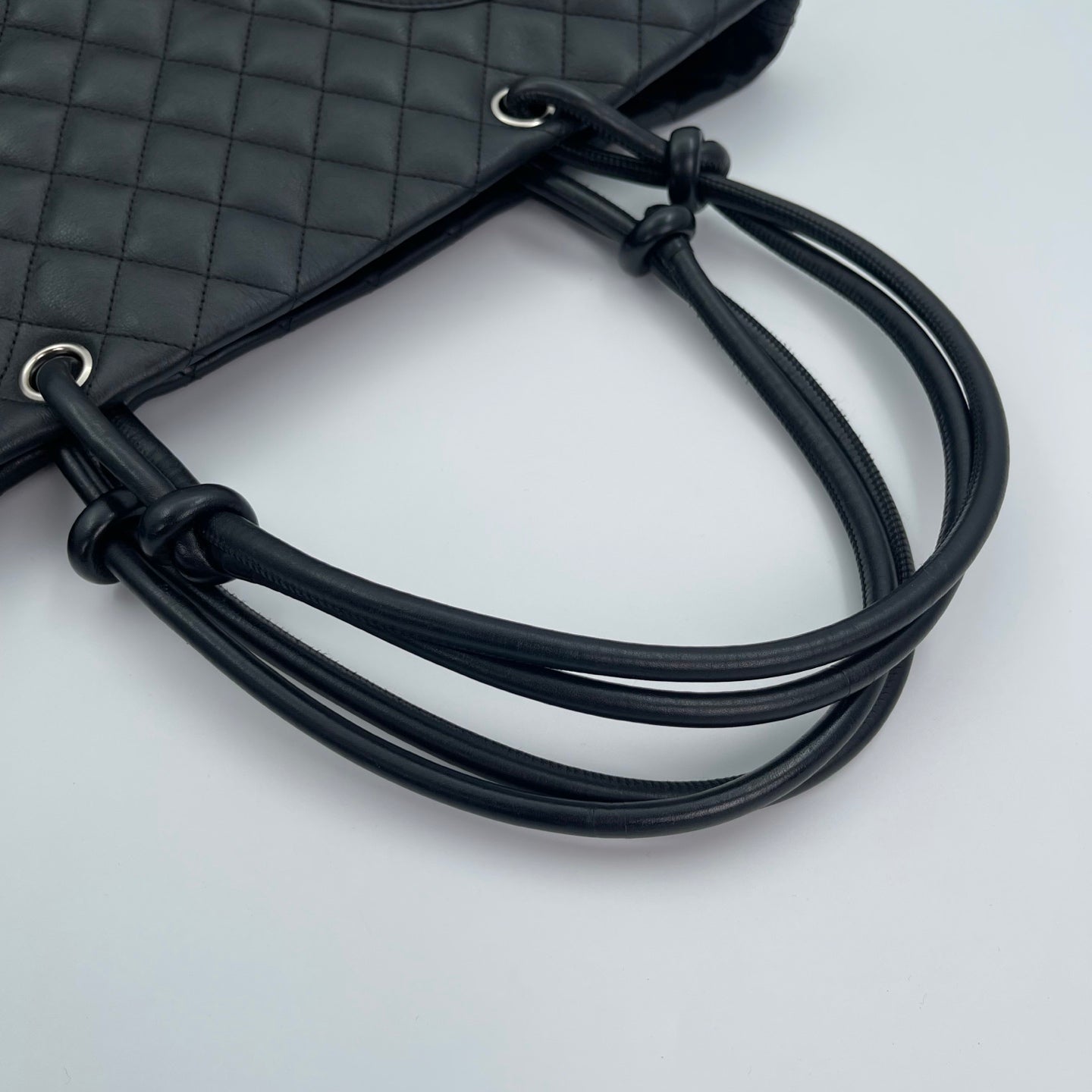 Chanel Calfskin Leather Cambon Tote Bag in Black with Silver Hardware [Used]