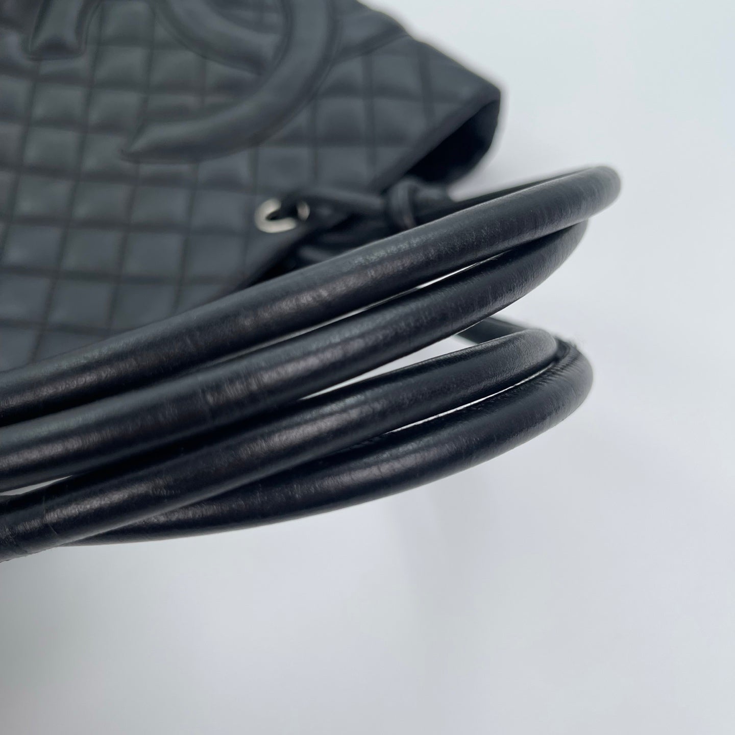 Chanel Calfskin Leather Cambon Tote Bag in Black with Silver Hardware [Used]