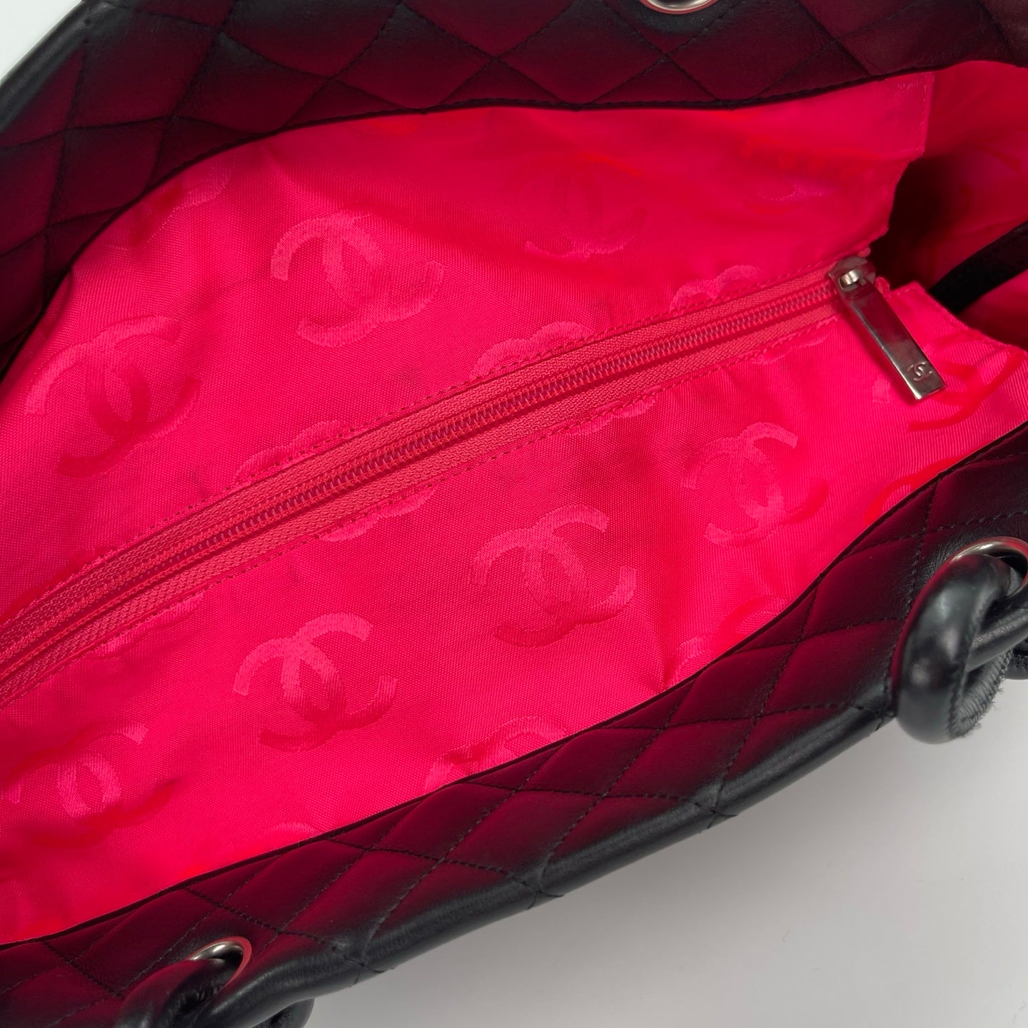 Chanel Calfskin Leather Cambon Tote Bag in Black with Silver Hardware [Used]