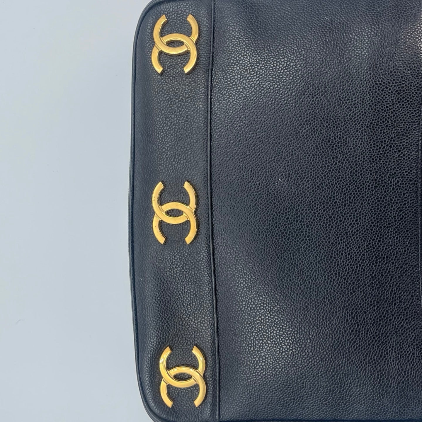 Chanel Black Caviar Leather Double-Sided Tripple CC Tote Bag  [Used]