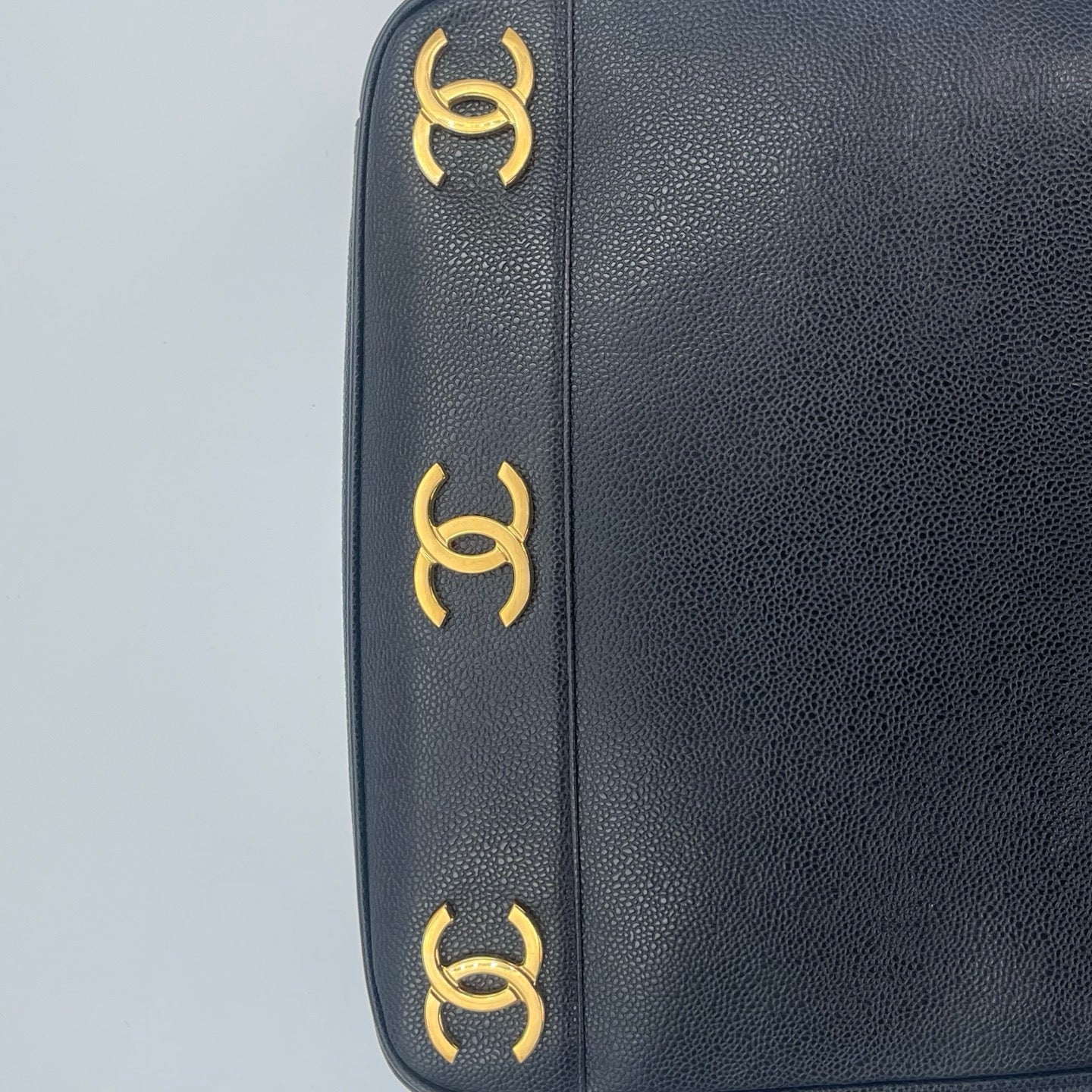 Chanel Black Caviar Leather Double-Sided Tripple CC Tote Bag  [Used]