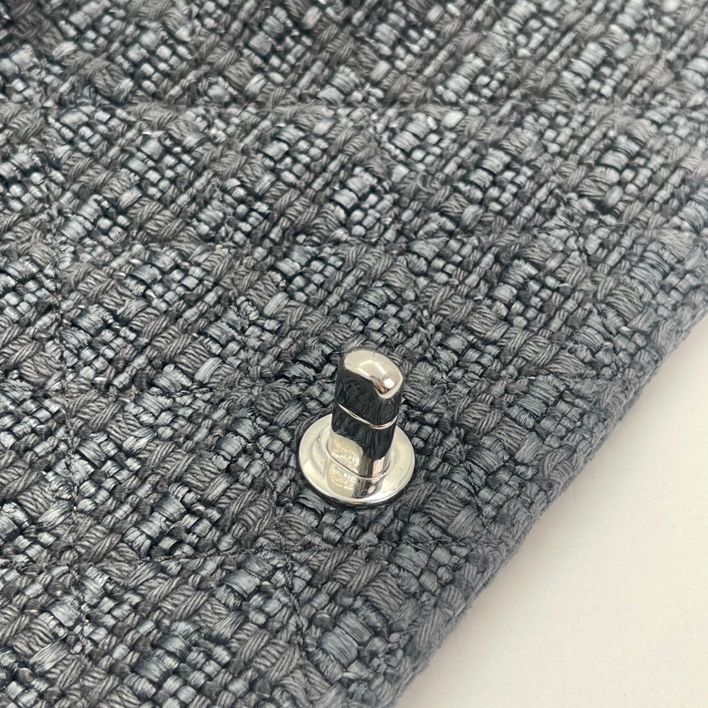 Chanel Tweed & Waxed Calfskin Quilted 2-Way Puffy Tote Bag Black/Silver [Used]