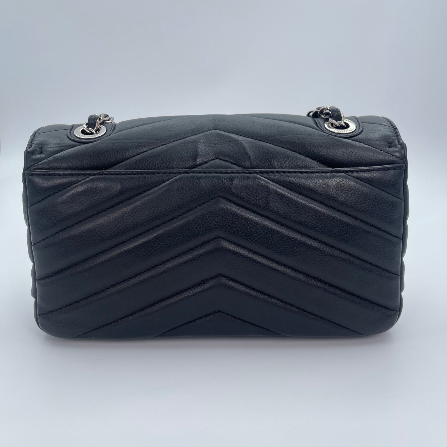 Chanel Caviar Leather Chevron Flap Chain Bag Black/Silver [Used]