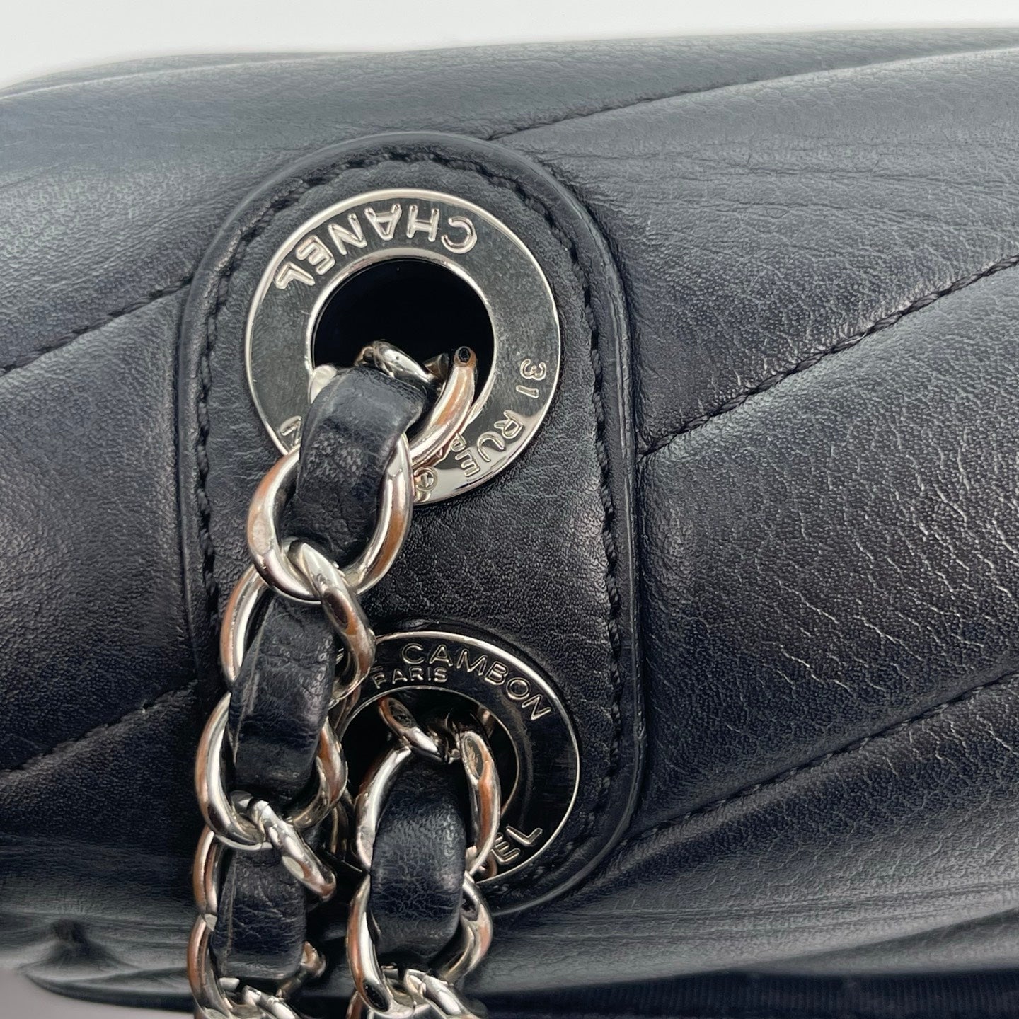 Chanel Caviar Leather Chevron Flap Chain Bag Black/Silver [Used]