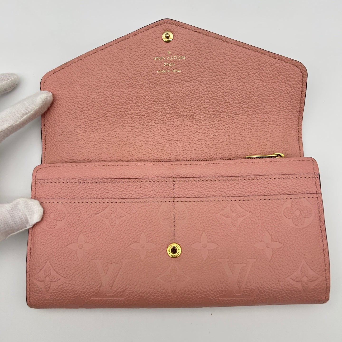 Louis Vuitton Monogram Empreinte Sarah Wallet in Rose [Used]