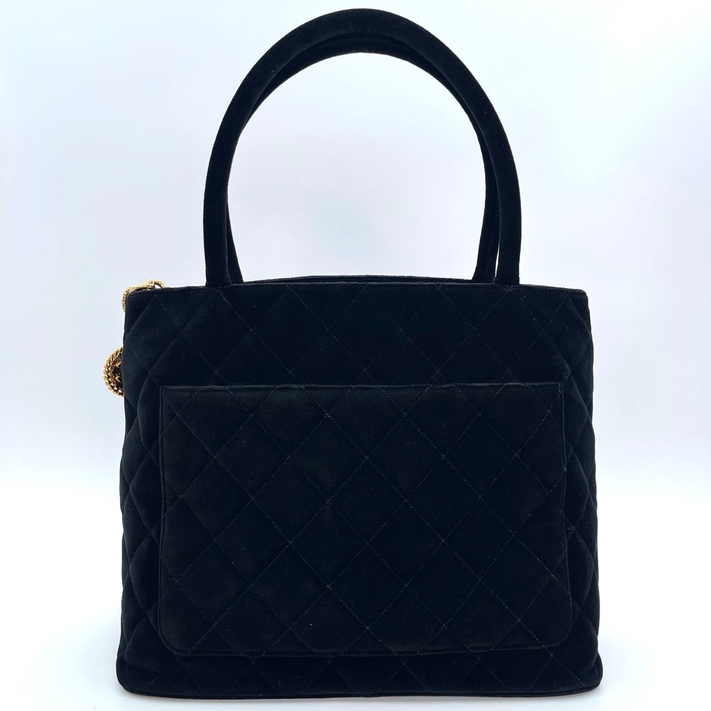 Chanel Velvet Hilton Tote Bag in Black with Gold Hardware [Used]