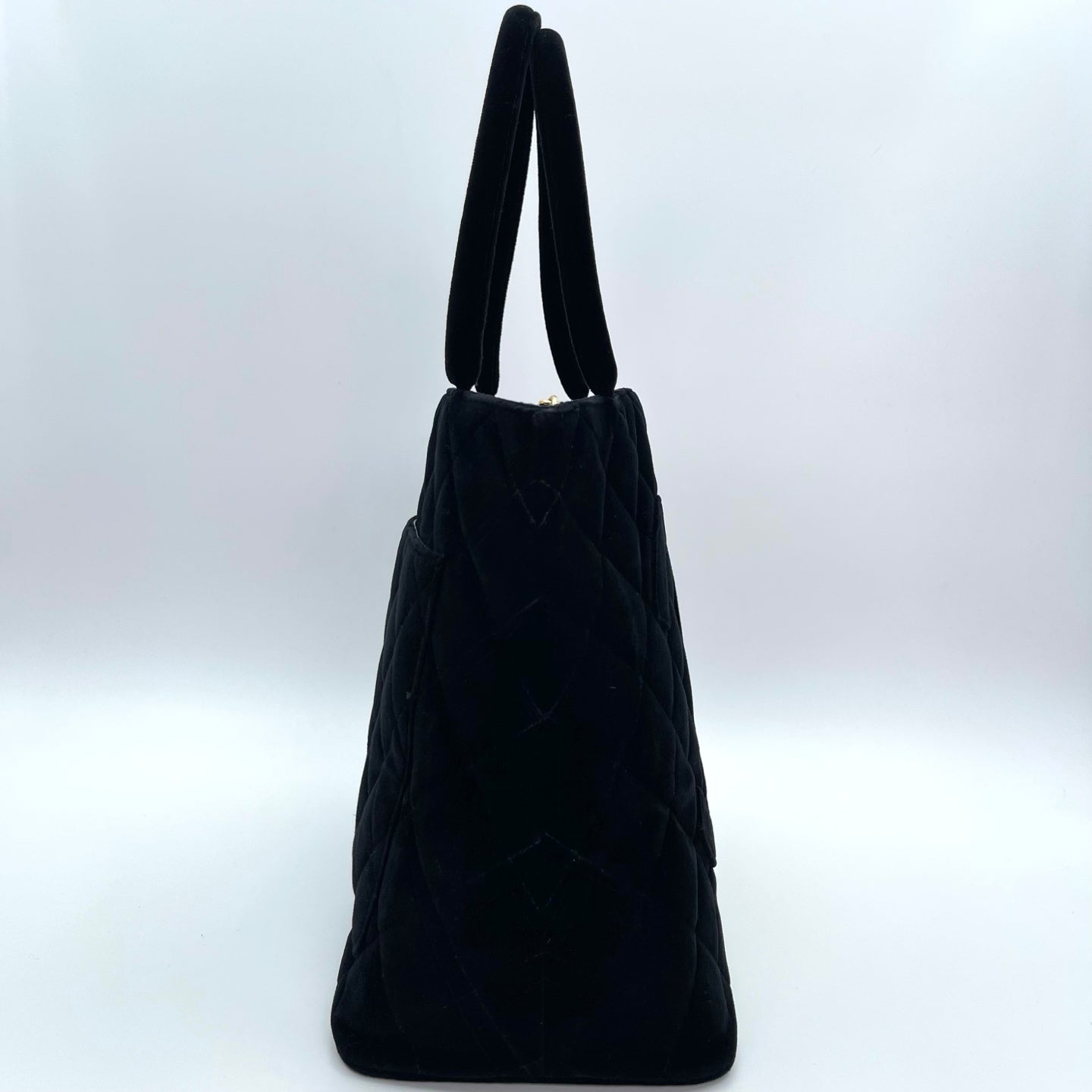 Chanel Velvet Hilton Tote Bag in Black with Gold Hardware [Used]