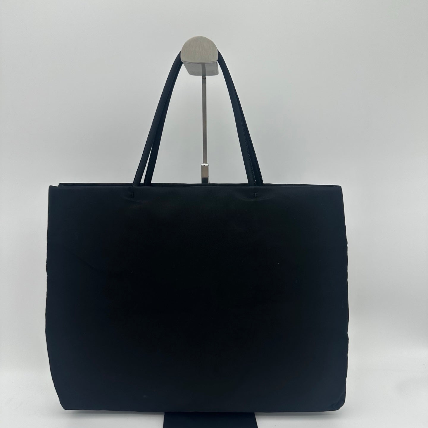 Prada Nylon Tote Bag in Black with Silver Hardware [Used]