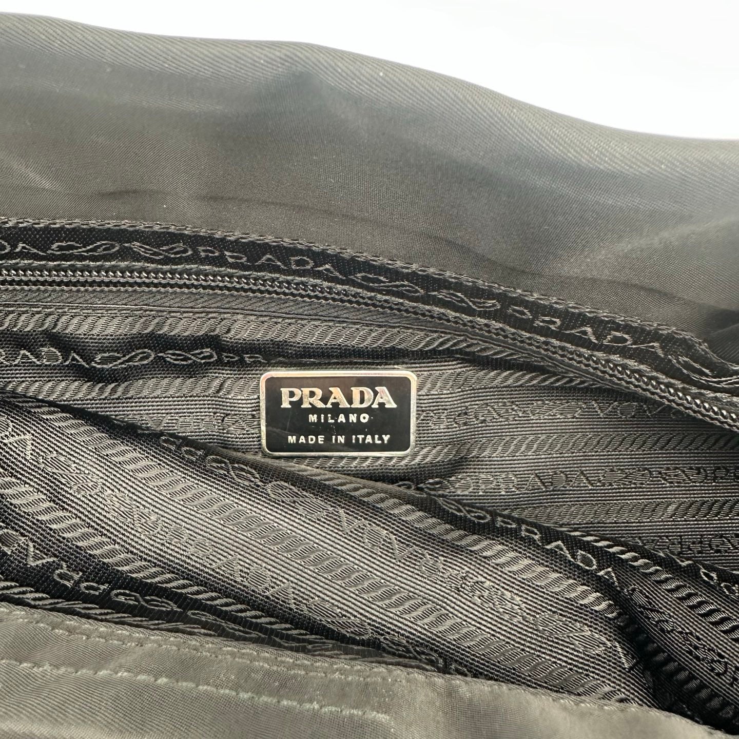 Prada Nylon Tote Bag in Black with Silver Hardware [Used]