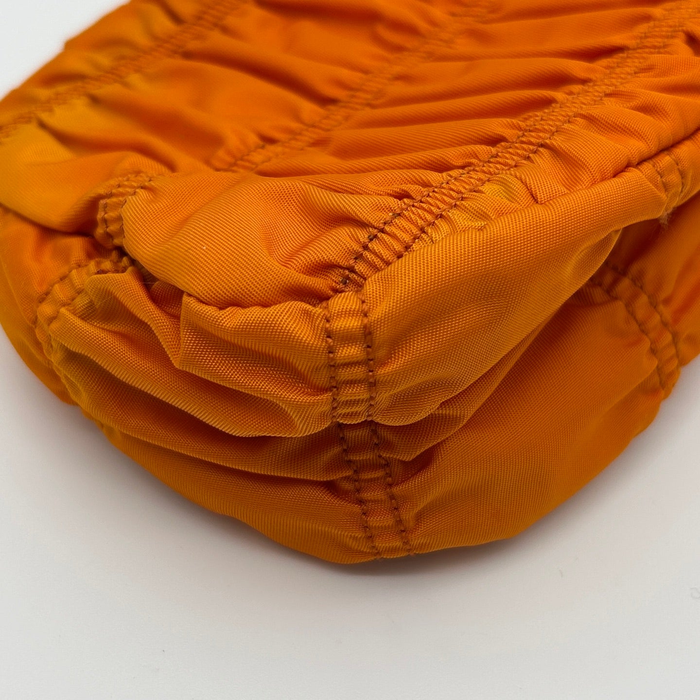 Prada Pleated Leather Shoulder Bag in Orange with Gold Hardware [Used]