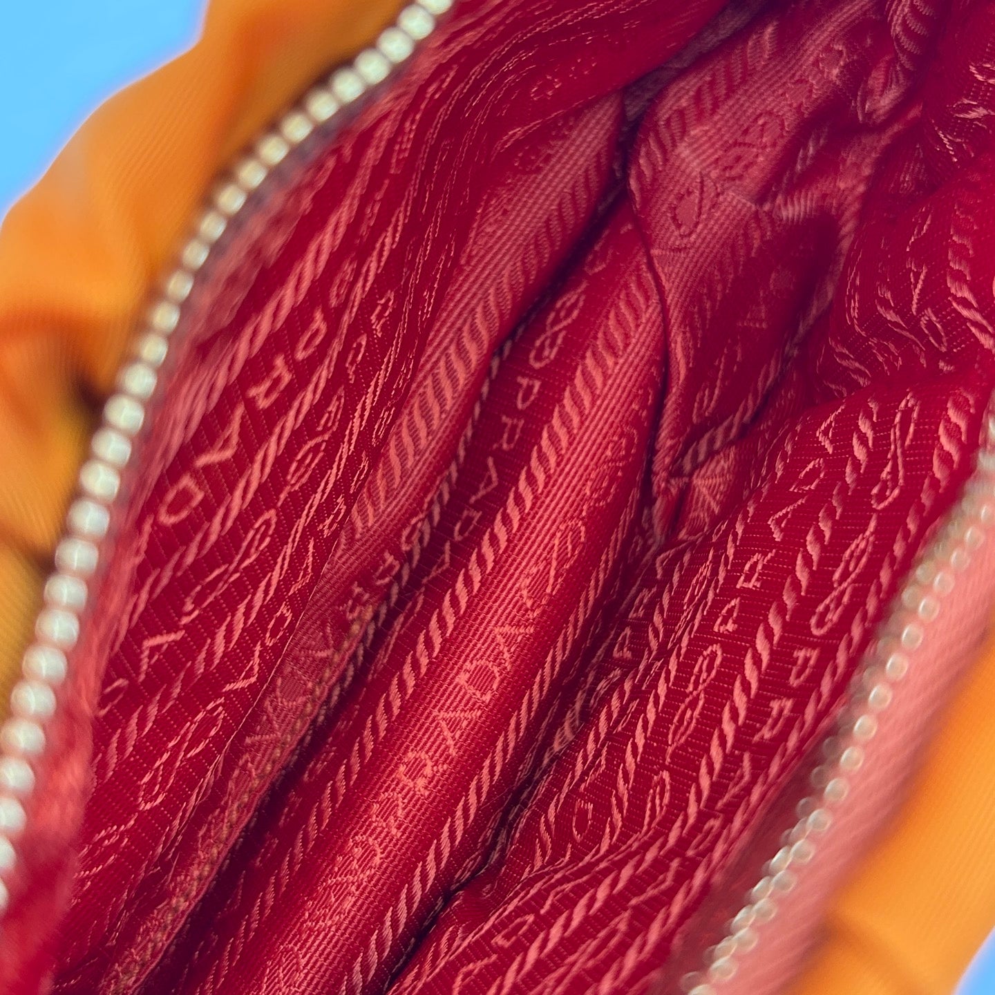 Prada Pleated Leather Shoulder Bag in Orange with Gold Hardware [Used]