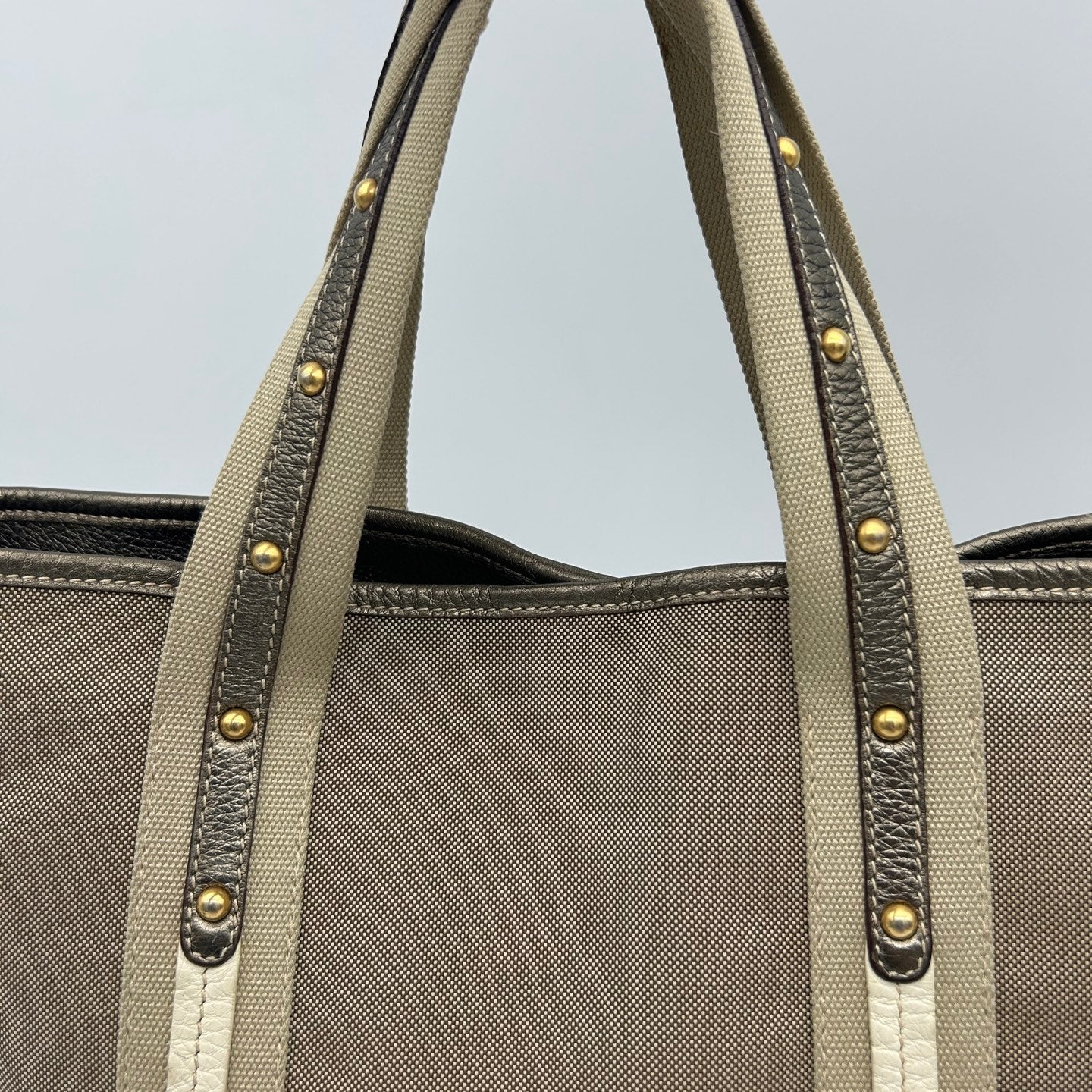 Prada Canvas Tote Bag in Beige with Leather Trim [Used]