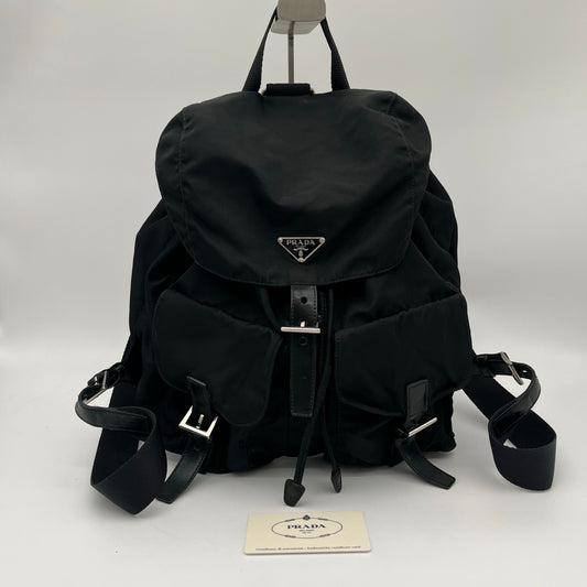 Prada Nylon Backpack in Black with Silver Hardware [Used]