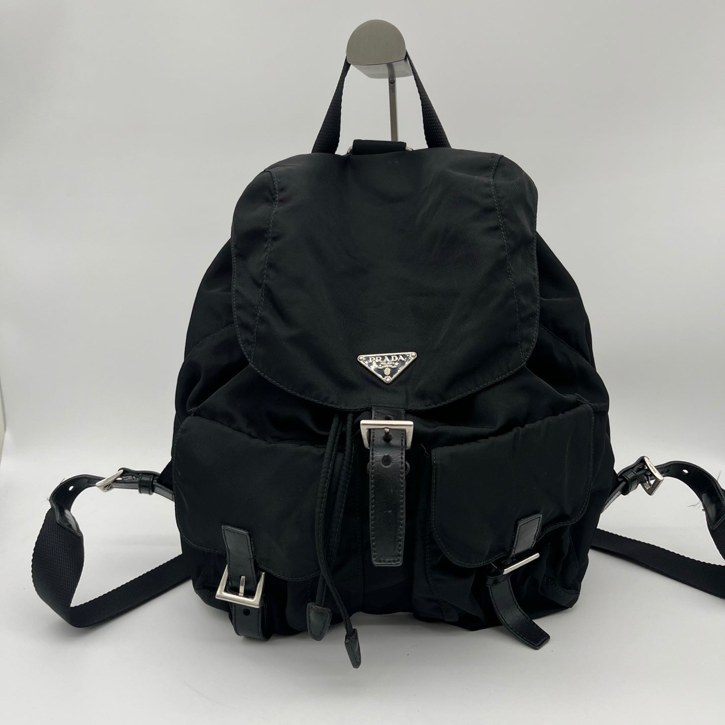 Prada Nylon Backpack in Black with Silver Hardware [Used]