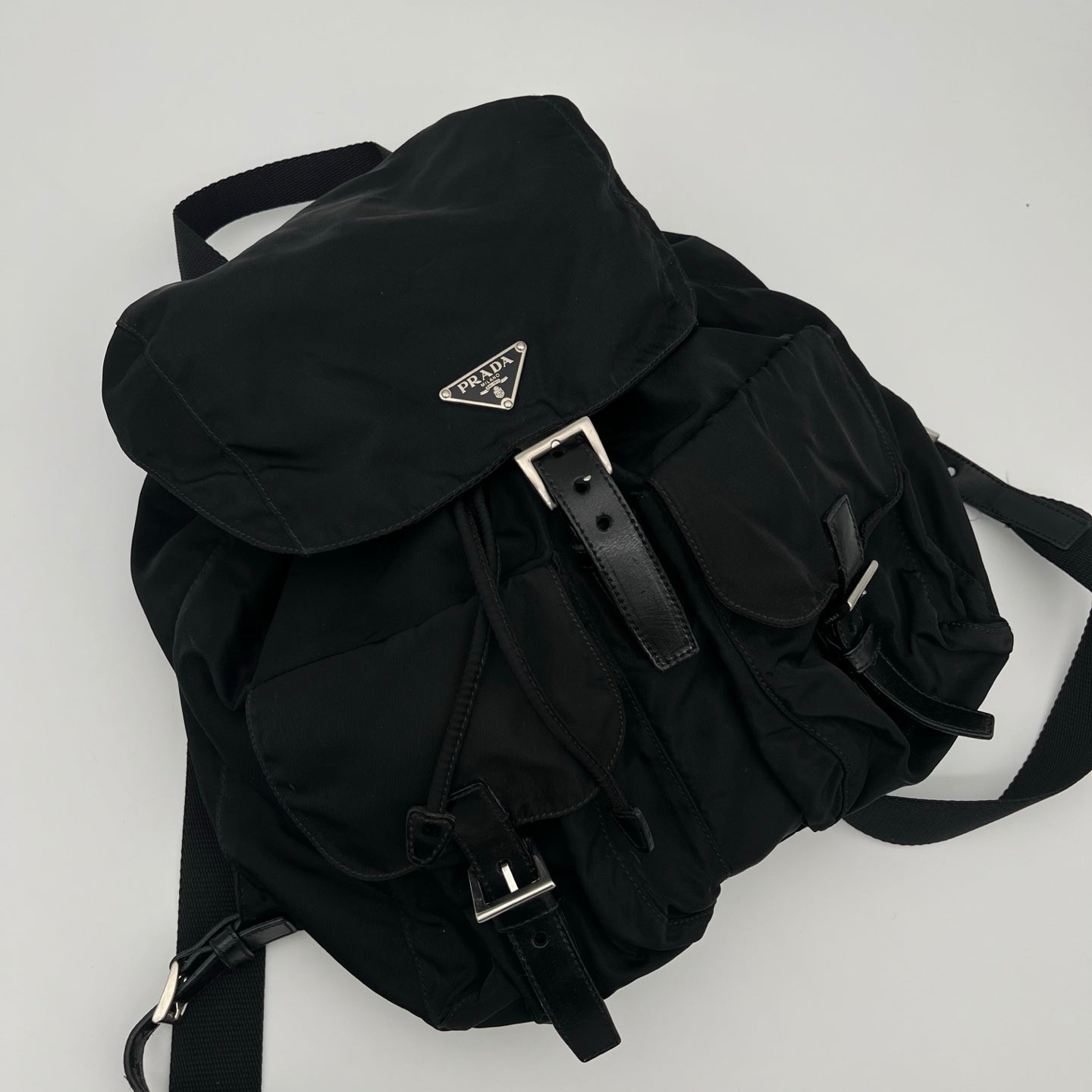 Prada Nylon Backpack in Black with Silver Hardware [Used]