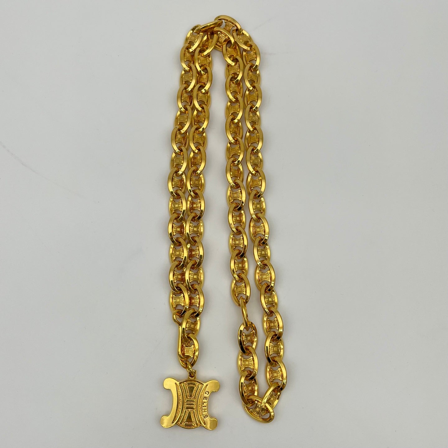 Celine Vintage Triomphe Chunky Chain Necklace / Belt in Gold Tone[Used]