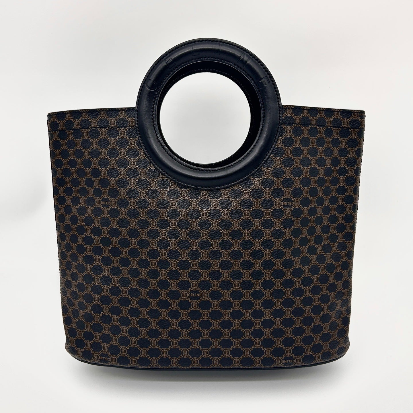 Celine Macadam Canvas Tote Bag with Ring Handles in Black [Used]
