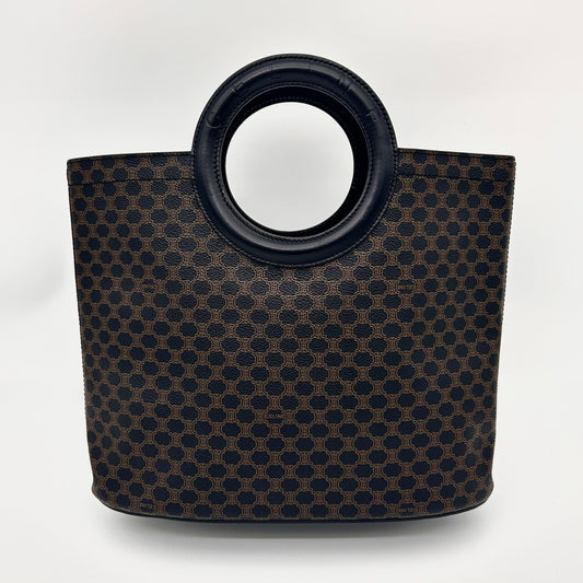 Celine Macadam Canvas Tote Bag with Ring Handles in Black [Used]