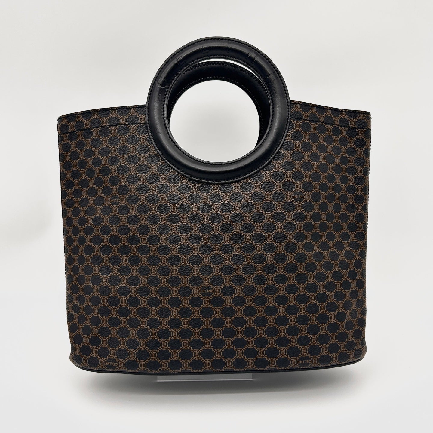 Celine Macadam Canvas Tote Bag with Ring Handles in Black [Used]