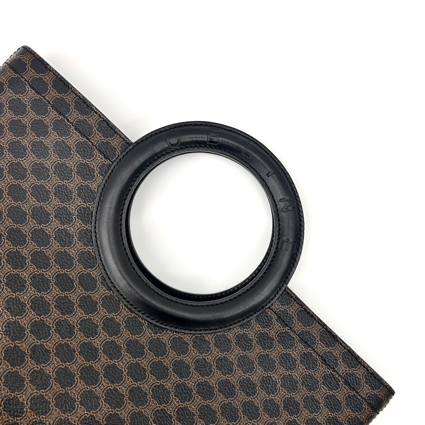 Celine Macadam Canvas Tote Bag with Ring Handles in Black [Used]