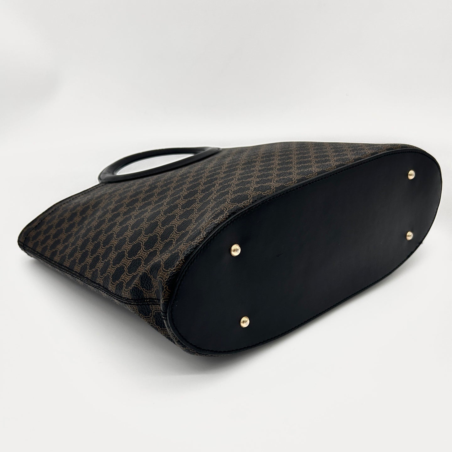 Celine Macadam Canvas Tote Bag with Ring Handles in Black [Used]