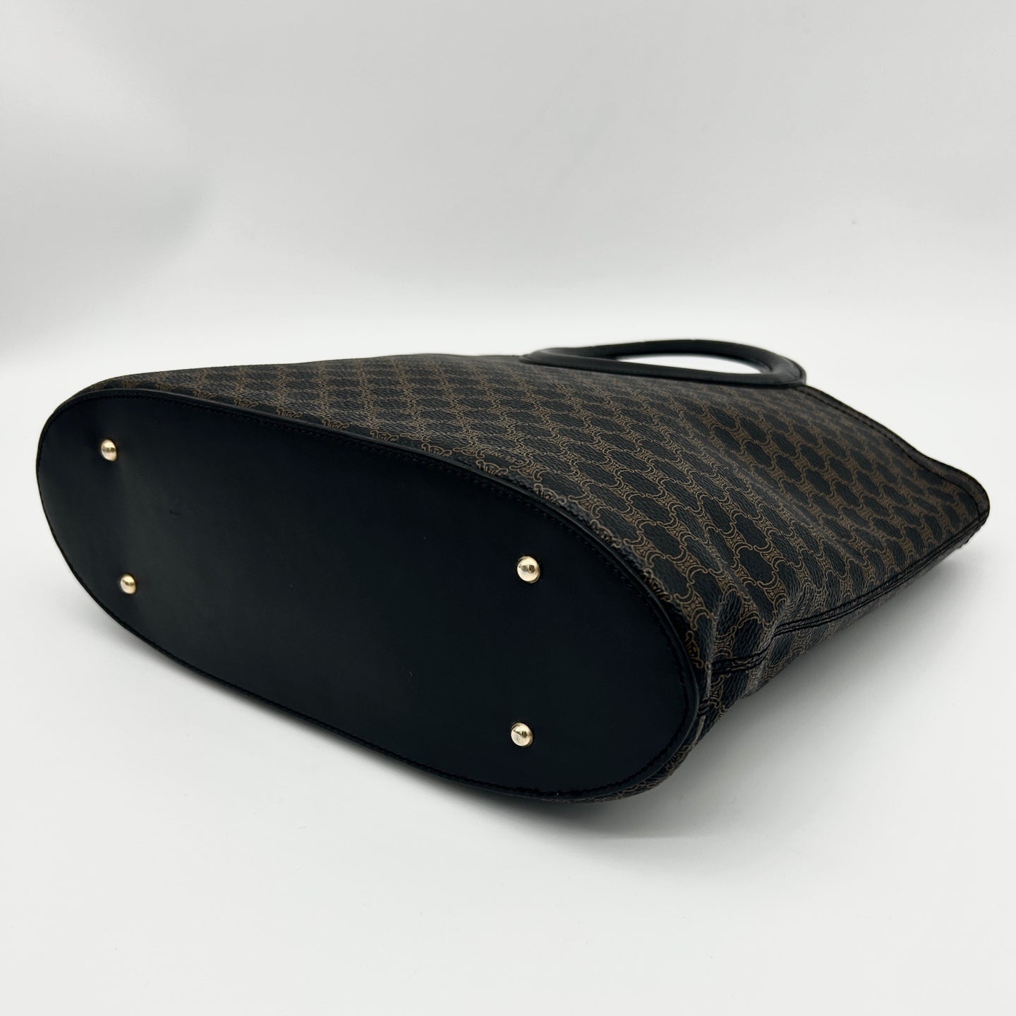 Celine Macadam Canvas Tote Bag with Ring Handles in Black [Used]