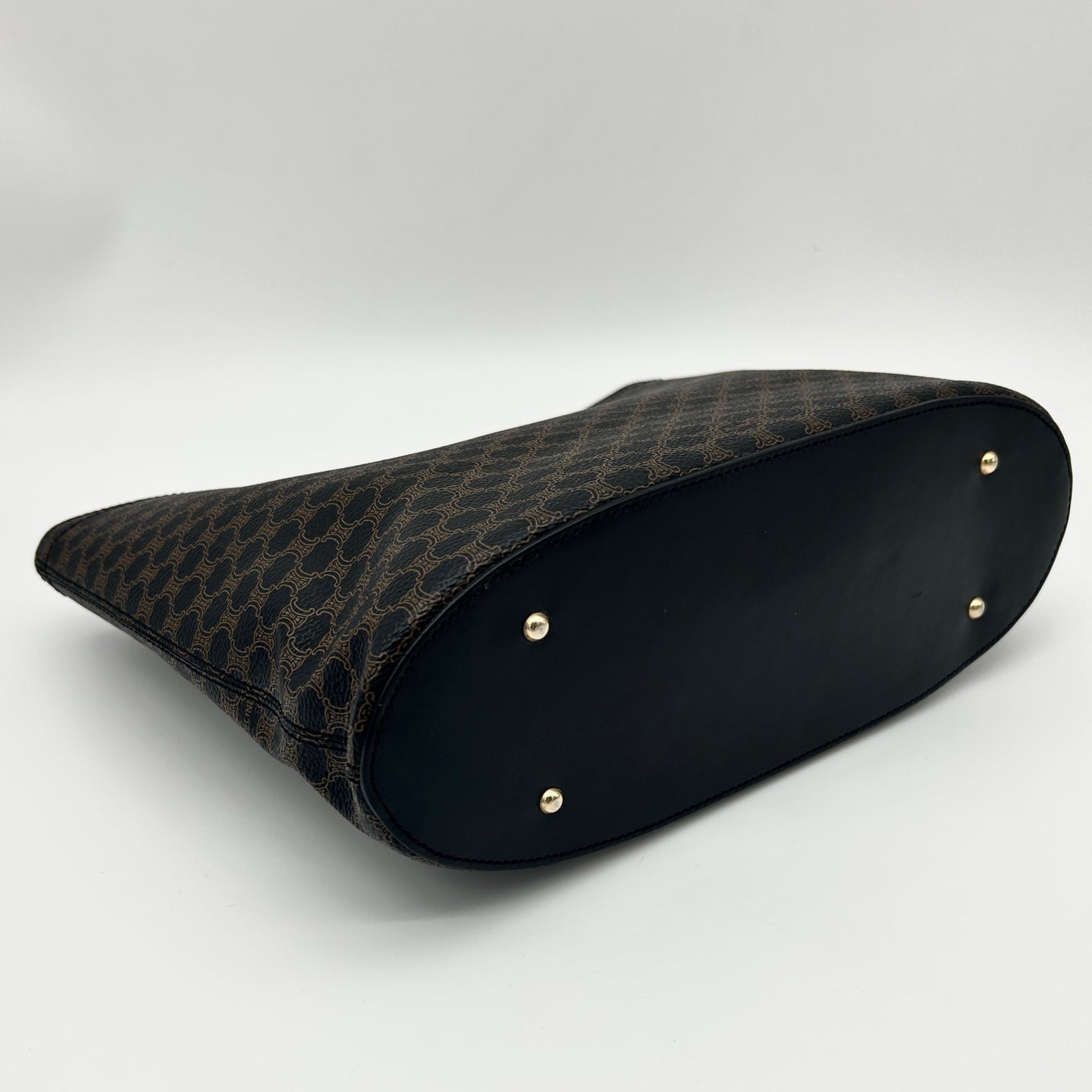 Celine Macadam Canvas Tote Bag with Ring Handles in Black [Used]