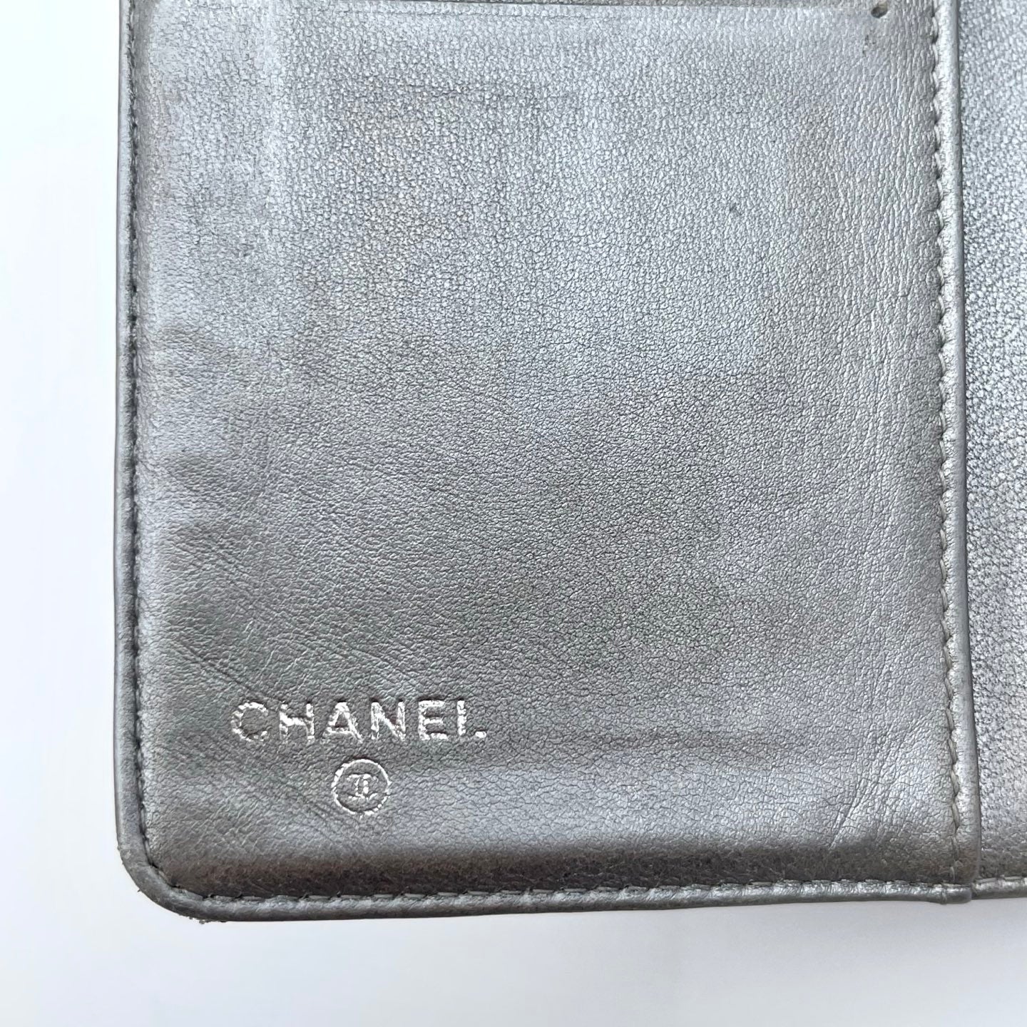 Chanel Camellia Embossed Long Folding Wallet in Black Lambskin/Silver Hardware [Used]