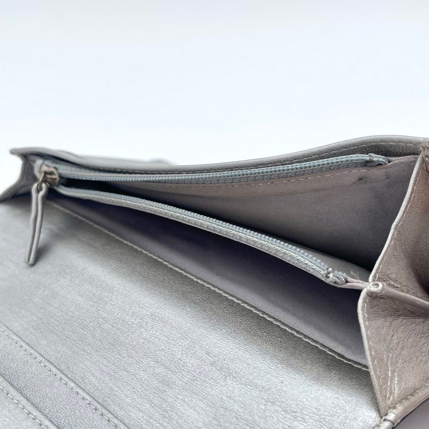 Chanel Camellia Embossed Long Folding Wallet in Black Lambskin/Silver Hardware [Used]