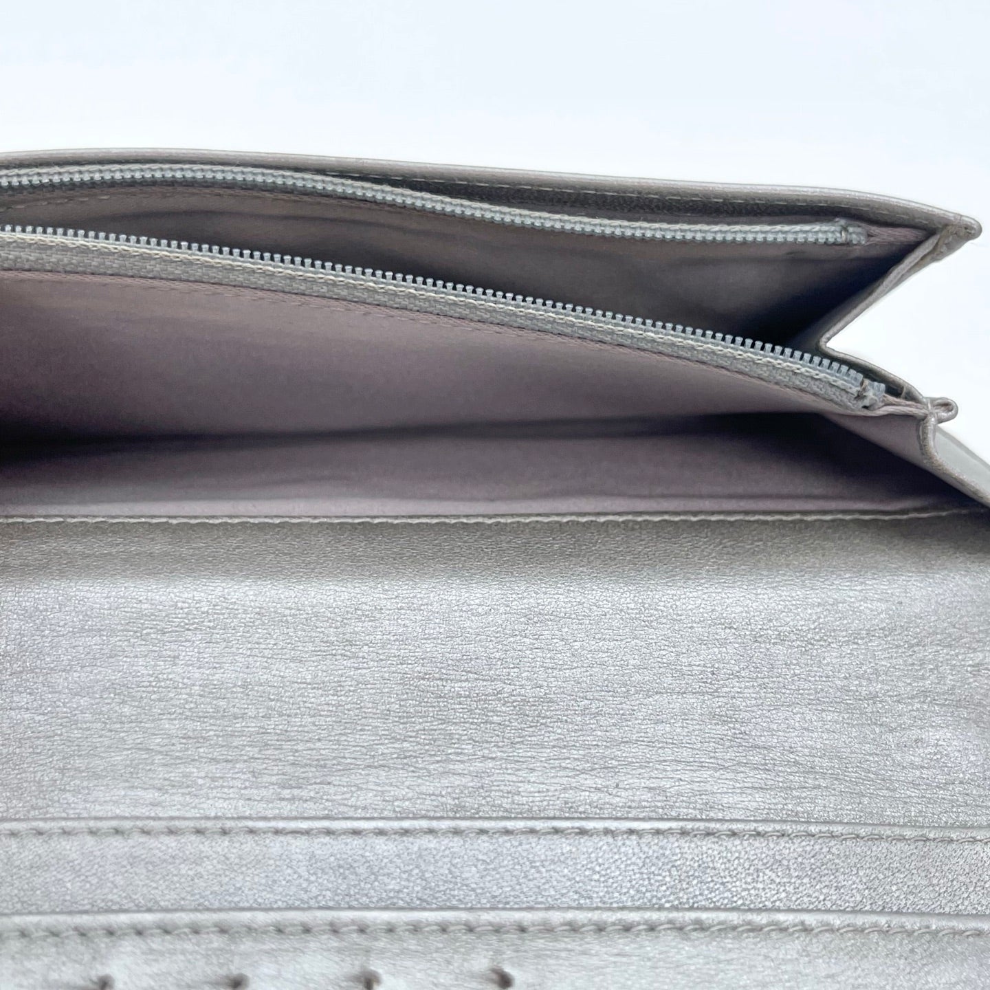 Chanel Camellia Embossed Long Folding Wallet in Black Lambskin/Silver Hardware [Used]