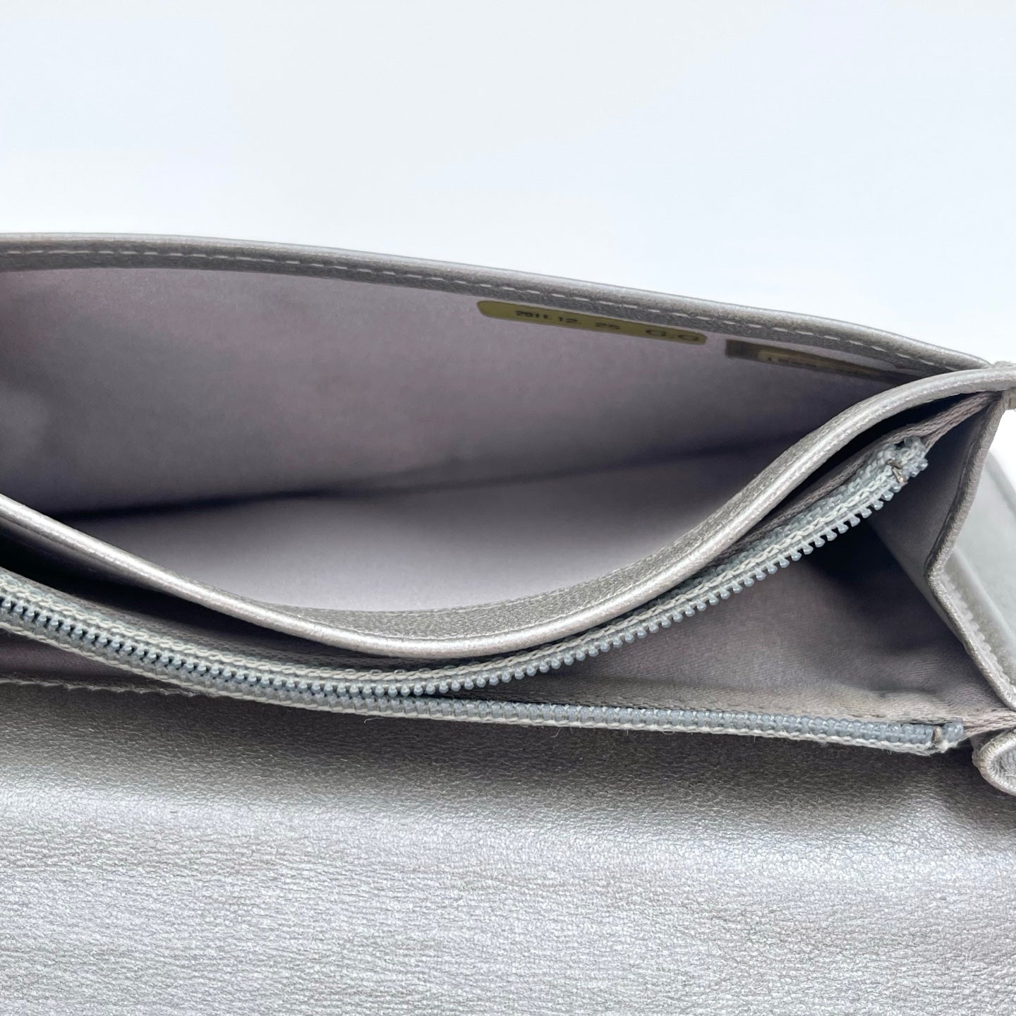 Chanel Camellia Embossed Long Folding Wallet in Black Lambskin/Silver Hardware [Used]