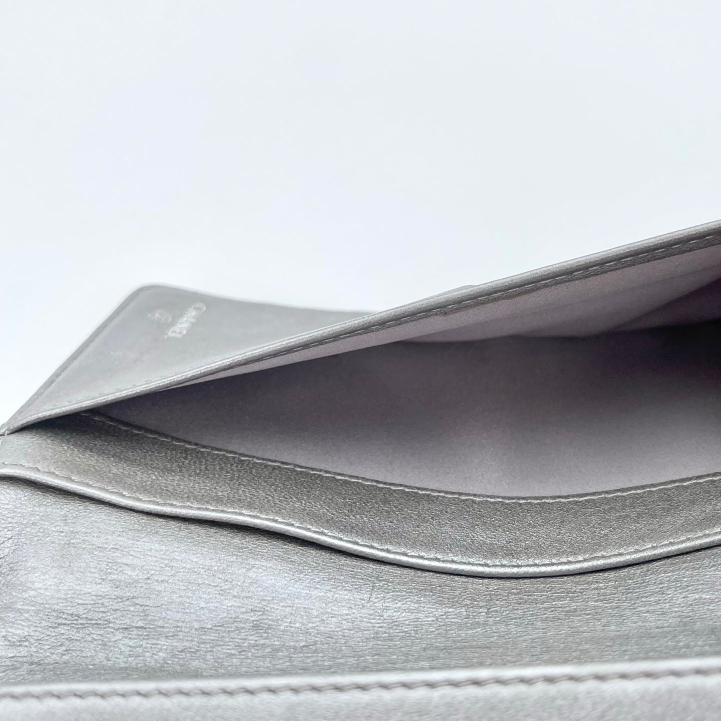 Chanel Camellia Embossed Long Folding Wallet in Black Lambskin/Silver Hardware [Used]