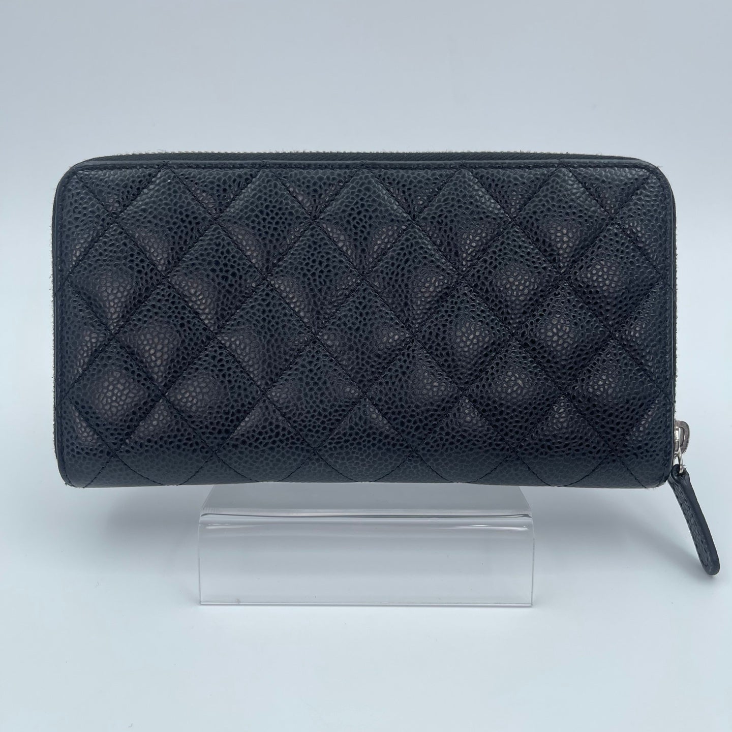 Chanel Quilted Caviar Long Wallet in Black / Silver Hardware [Used]