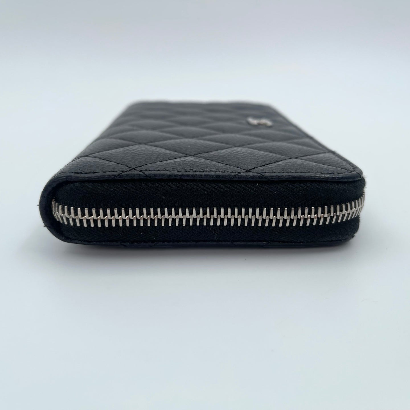 Chanel Quilted Caviar Long Wallet in Black / Silver Hardware [Used]