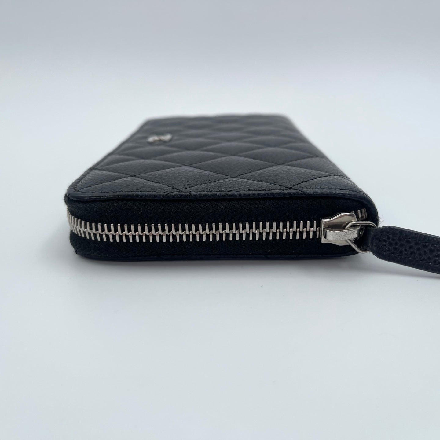 Chanel Quilted Caviar Long Wallet in Black / Silver Hardware [Used]