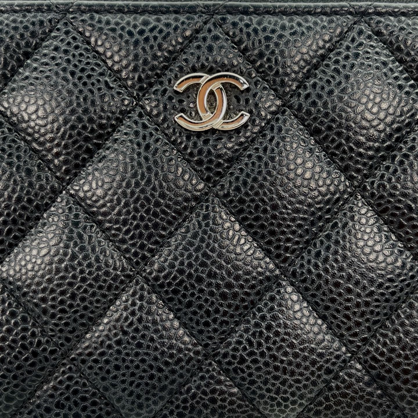 Chanel Quilted Caviar Long Wallet in Black / Silver Hardware [Used]