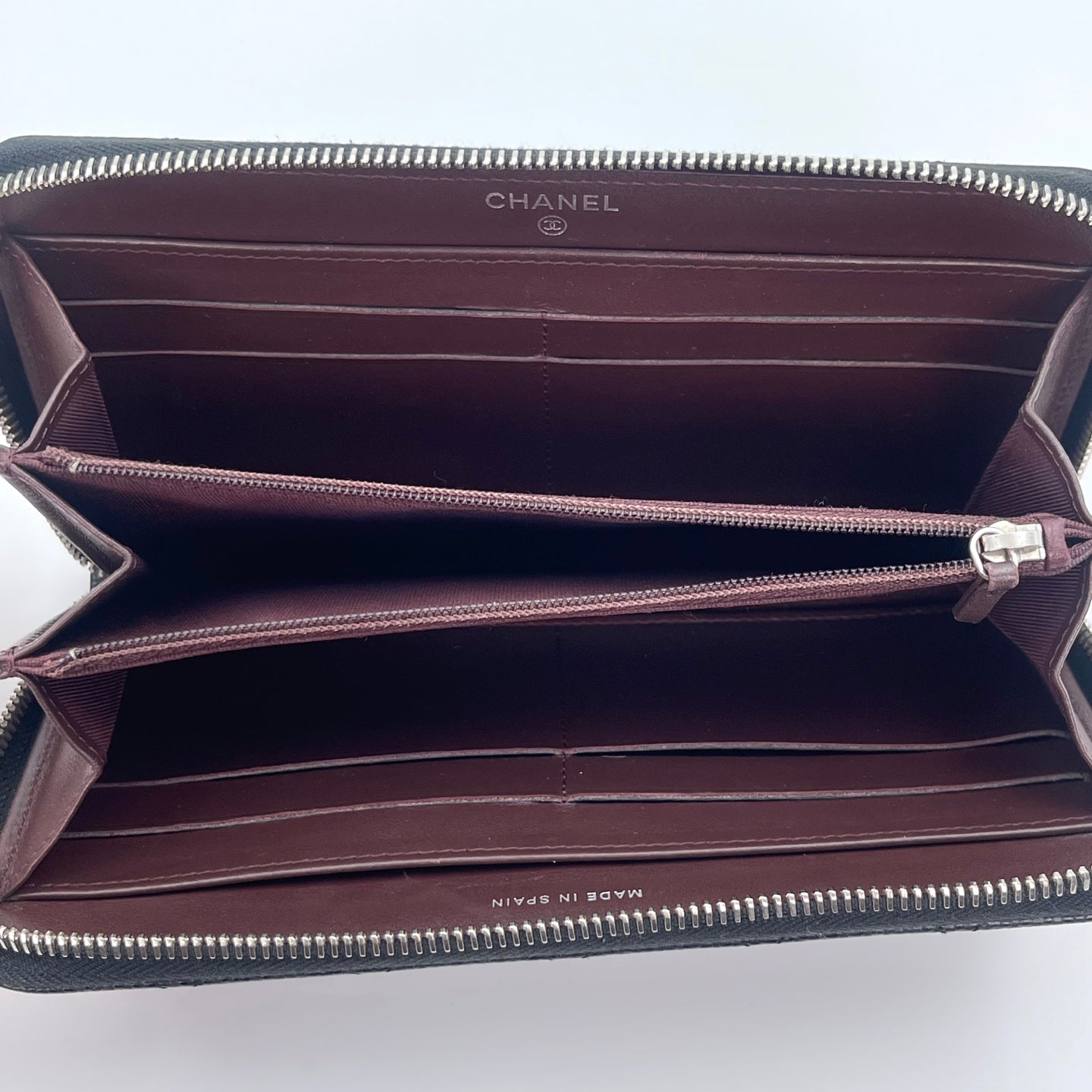 Chanel Quilted Caviar Long Wallet in Black / Silver Hardware [Used]