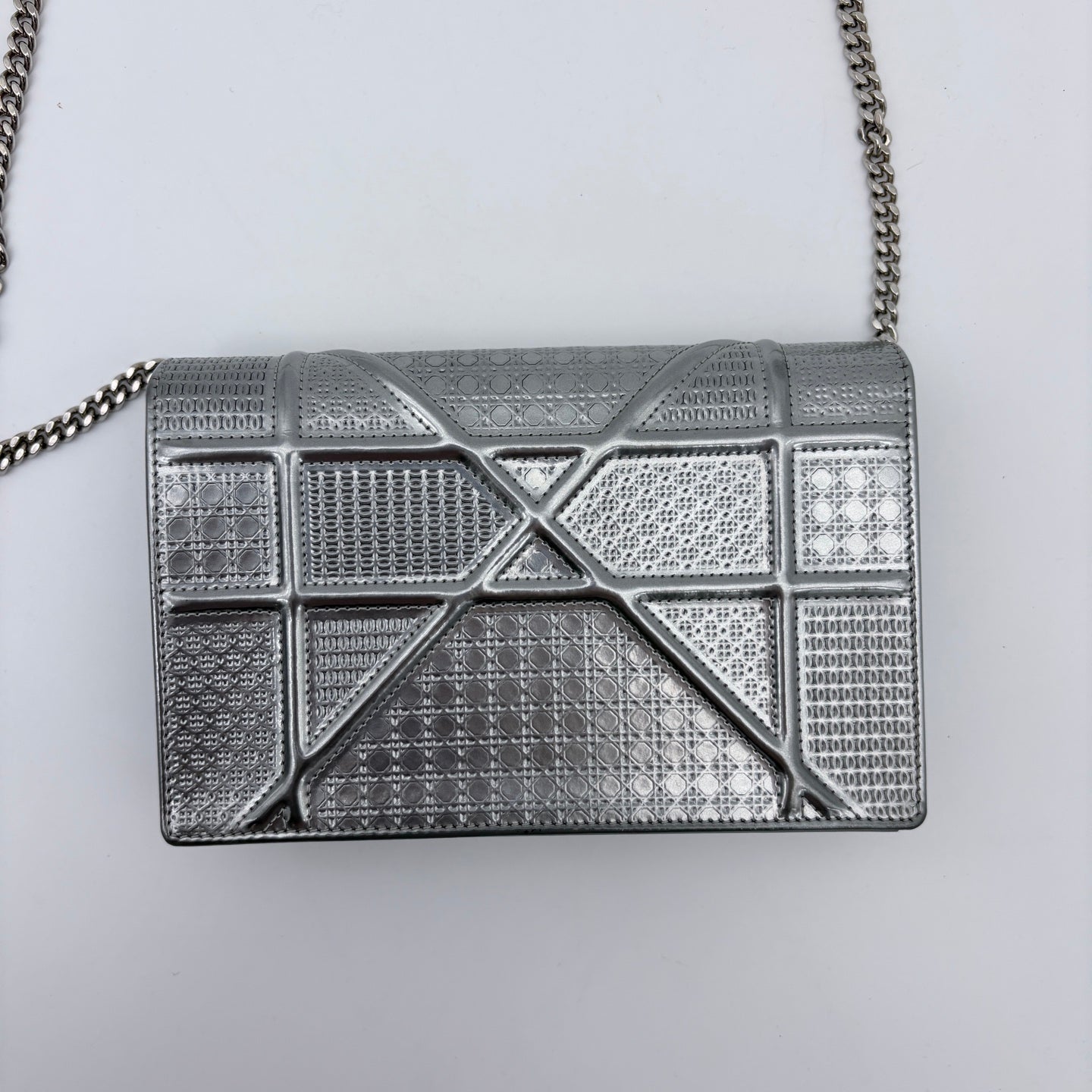Dior Diorama Flap Bag in Silver Cannage Leather [Used]