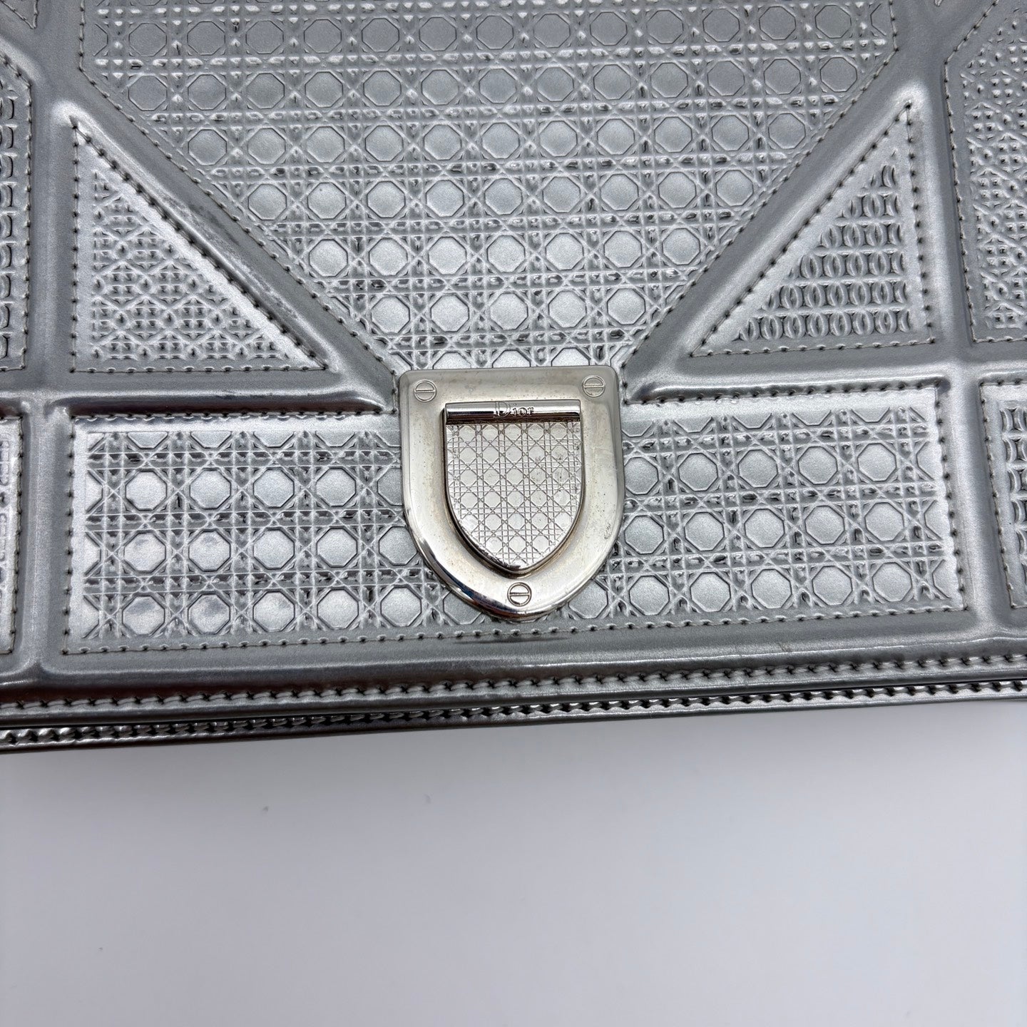 Dior Diorama Flap Bag in Silver Cannage Leather [Used]