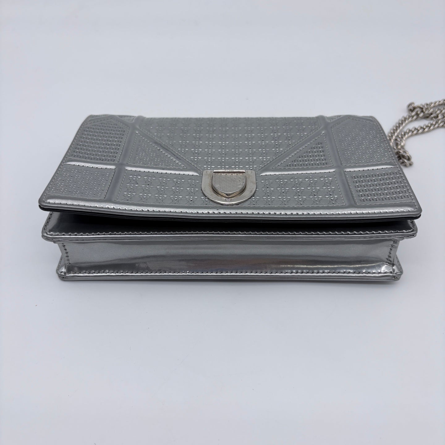 Dior Diorama Flap Bag in Silver Cannage Leather [Used]