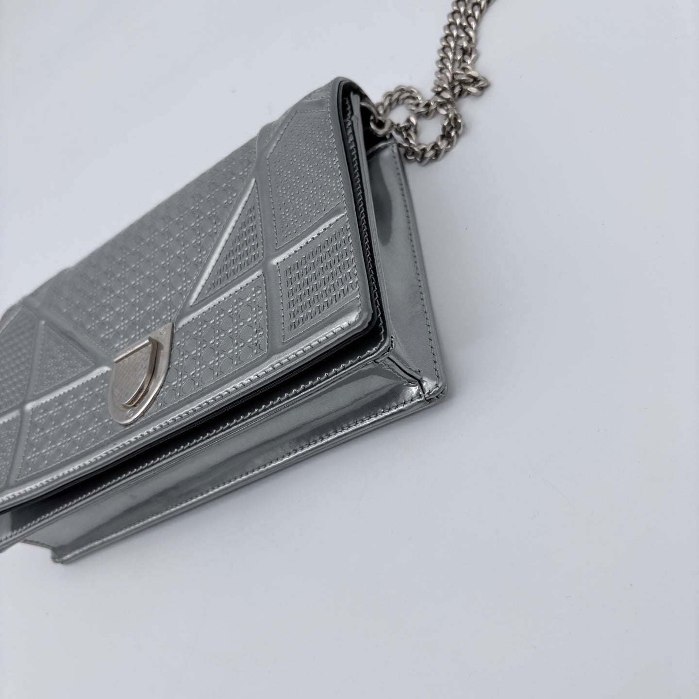 Dior Diorama Flap Bag in Silver Cannage Leather [Used]