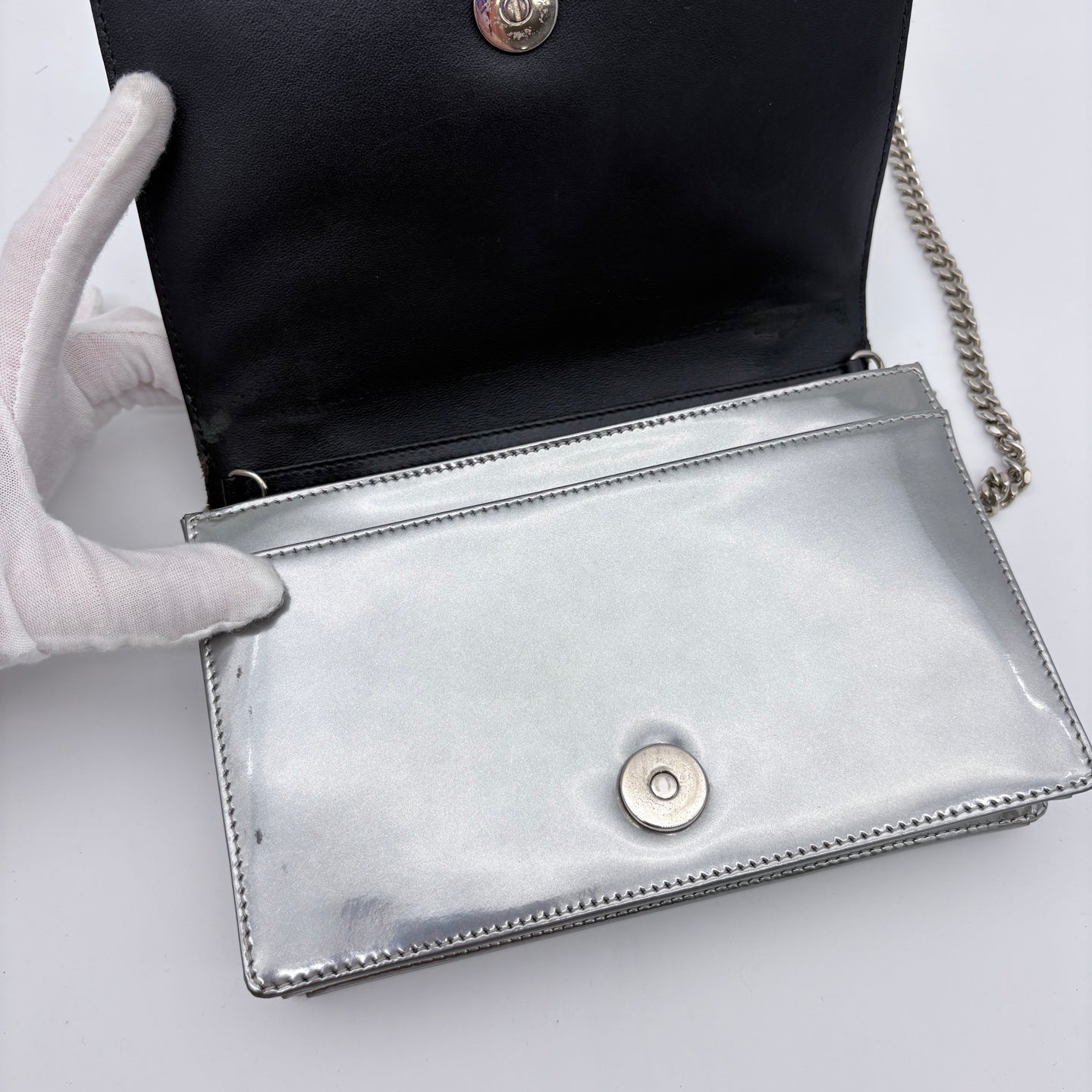 Dior Diorama Flap Bag in Silver Cannage Leather [Used]