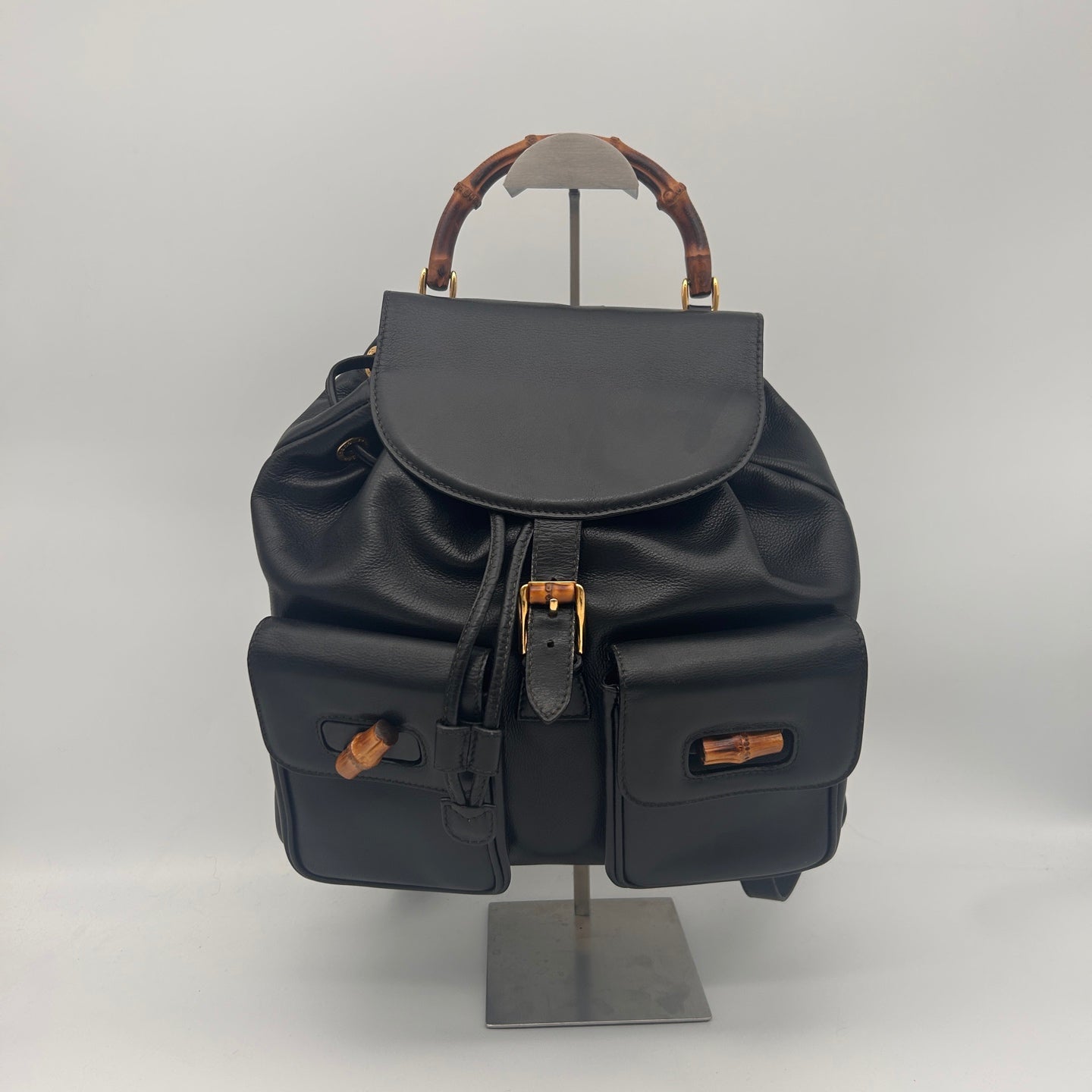 Gucci Bamboo Calfskin Backpack Large in Black [Used]